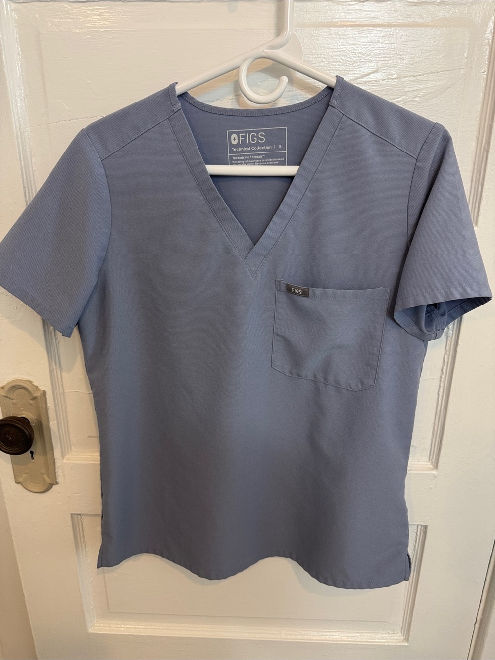 Figs V-Neck Scrub Top in Dusty Blue Gray